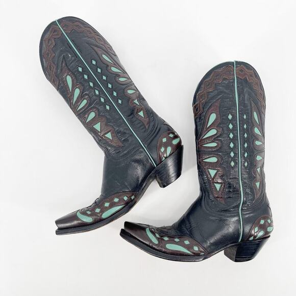 Old Gringo Black Brown Turquoise Monarca Butterfly Western Cowgirl Boot size 7 - Picture 4 of 12